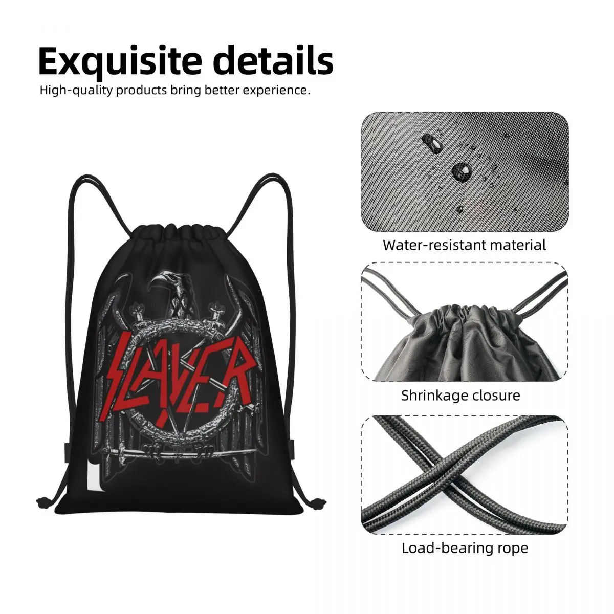 Custom Slayers Logo Drawstring Backpack Bags Women Men Lightweight Heavy Metal Thrash Gym Sports Sackpack Sacks for Yoga