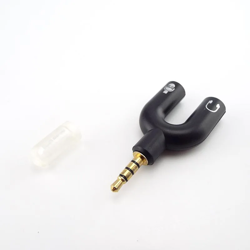 Earphone Connector 3.5mm Earphone Jack Splitter Adapter Portable U Shape 2 Female Stereo Splitter Black A4