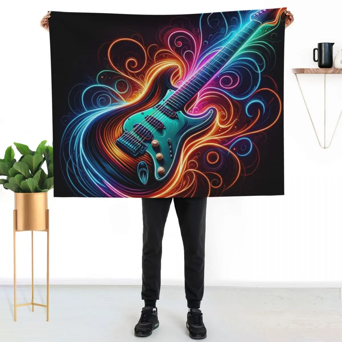 Neon Groove - Electric Guitar Vibes Throw Blanket Polar Cute for babies Soft Plaid Quilt Luxury Designer Blankets