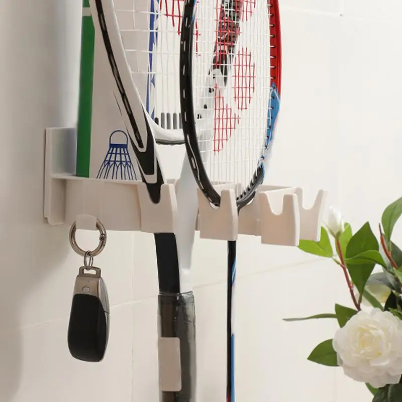 Tennis Wall Rack Wall Mounted Tennis Racket Storage Stand Multifunctional Home Storage Organization Racket Display Organizer For