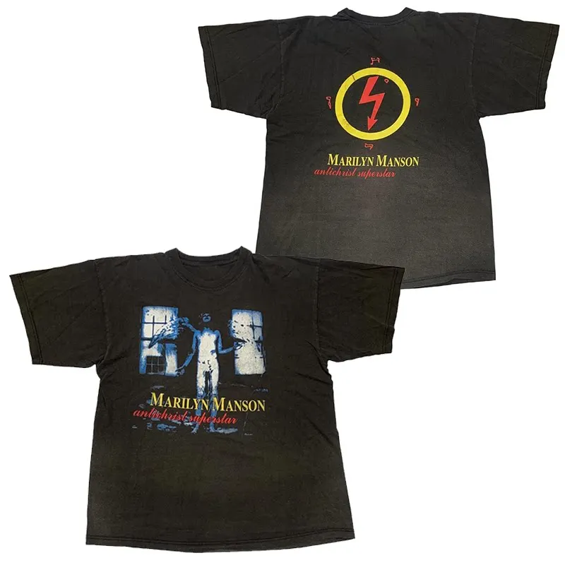 Hot Summer Marilyn Manson Abstract American Retro Oversized Streetwear Summer Short-sleeved T-shirt