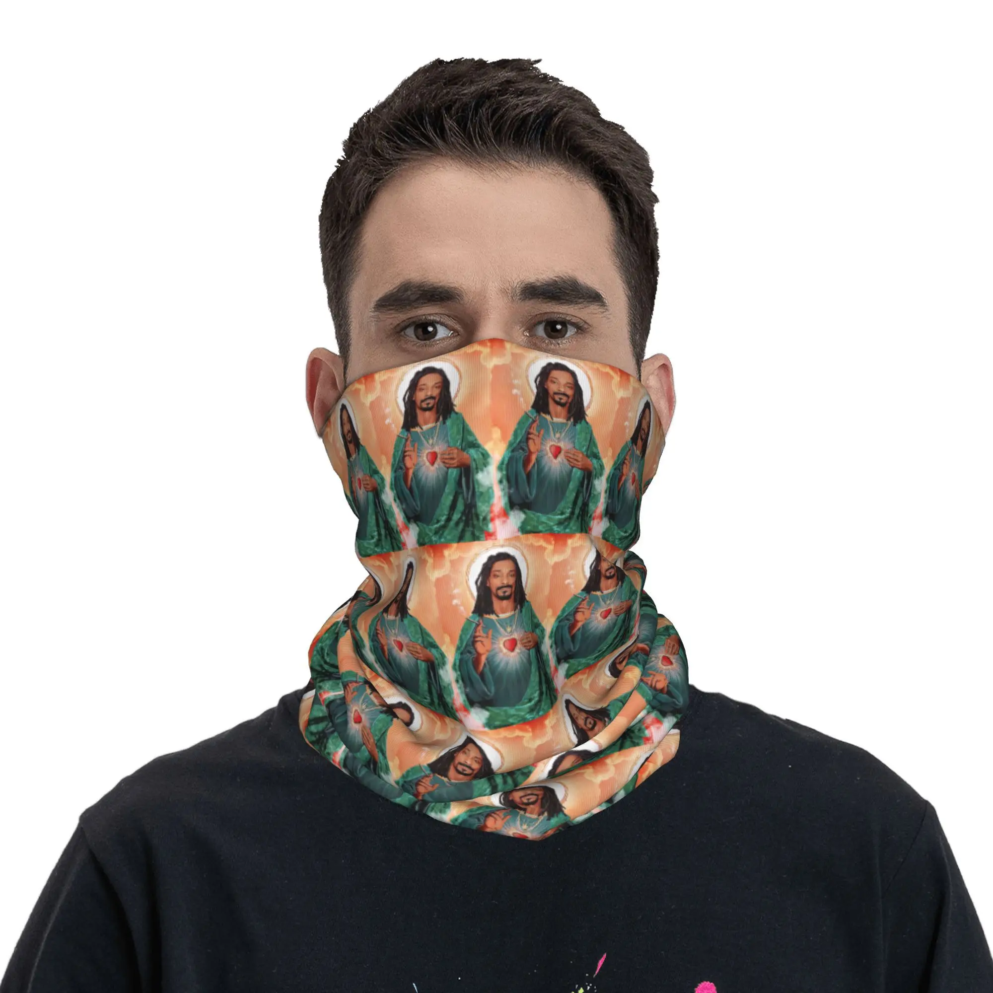 スヌープ・ドッグ ゴーズ・ジーザス バンダナ ネックゲートル プリント ラップ スカーフ 多用途 ヘッドバンド 乗馬用 メンズ レディース 大人 オールシーズン