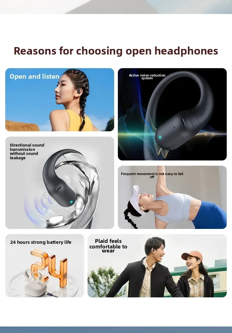 سماعة بلوتوث لاسلكية جديدة نصف داخل الأذن تعمل على تقليل الضوضاء الرياضية وعمر بطارية طويل #4