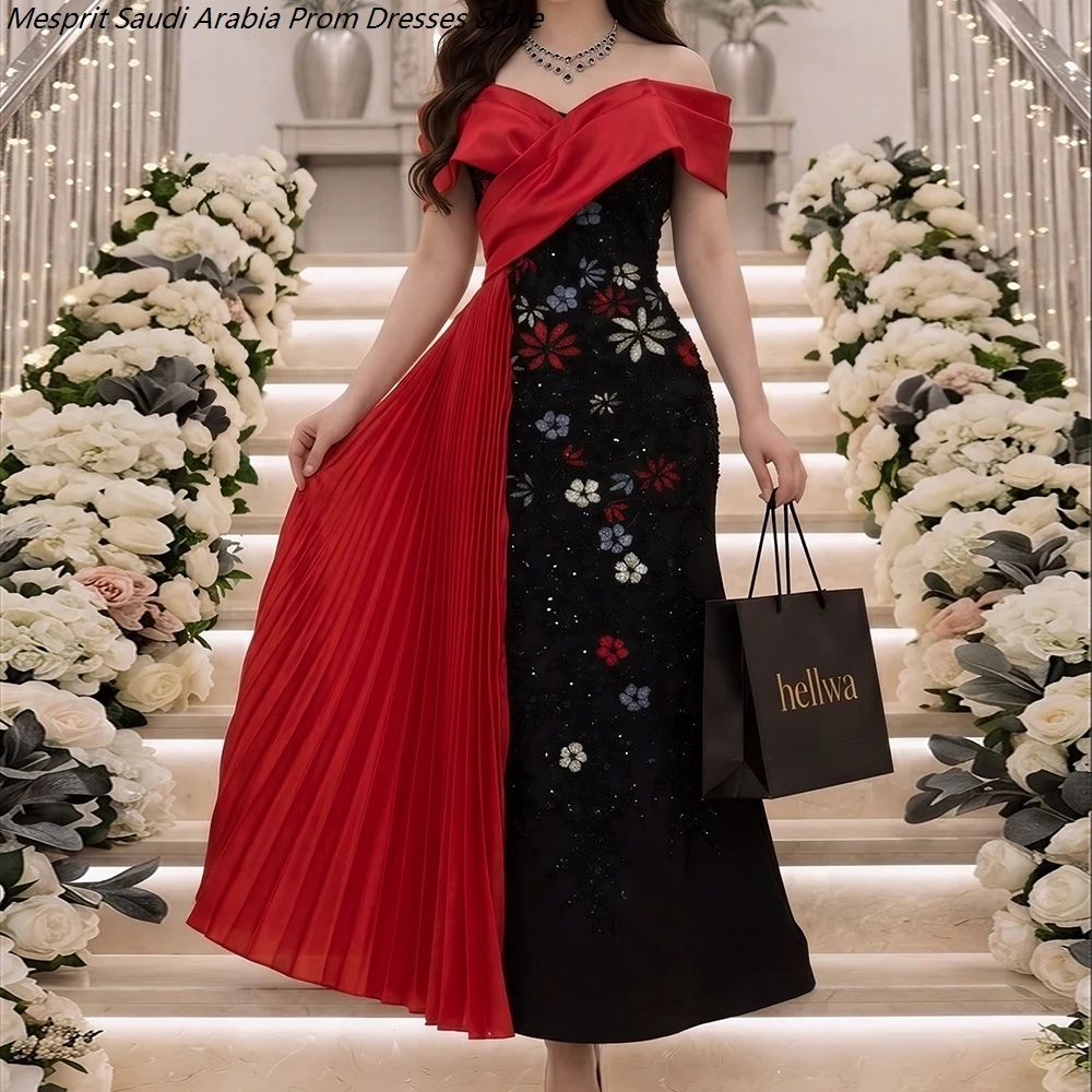 

Women's A-line Evening Dresses Ankle-length Off The Shoulder Sleeveless Prom Dresses Fashion Flowers Sequined Customized Gowns