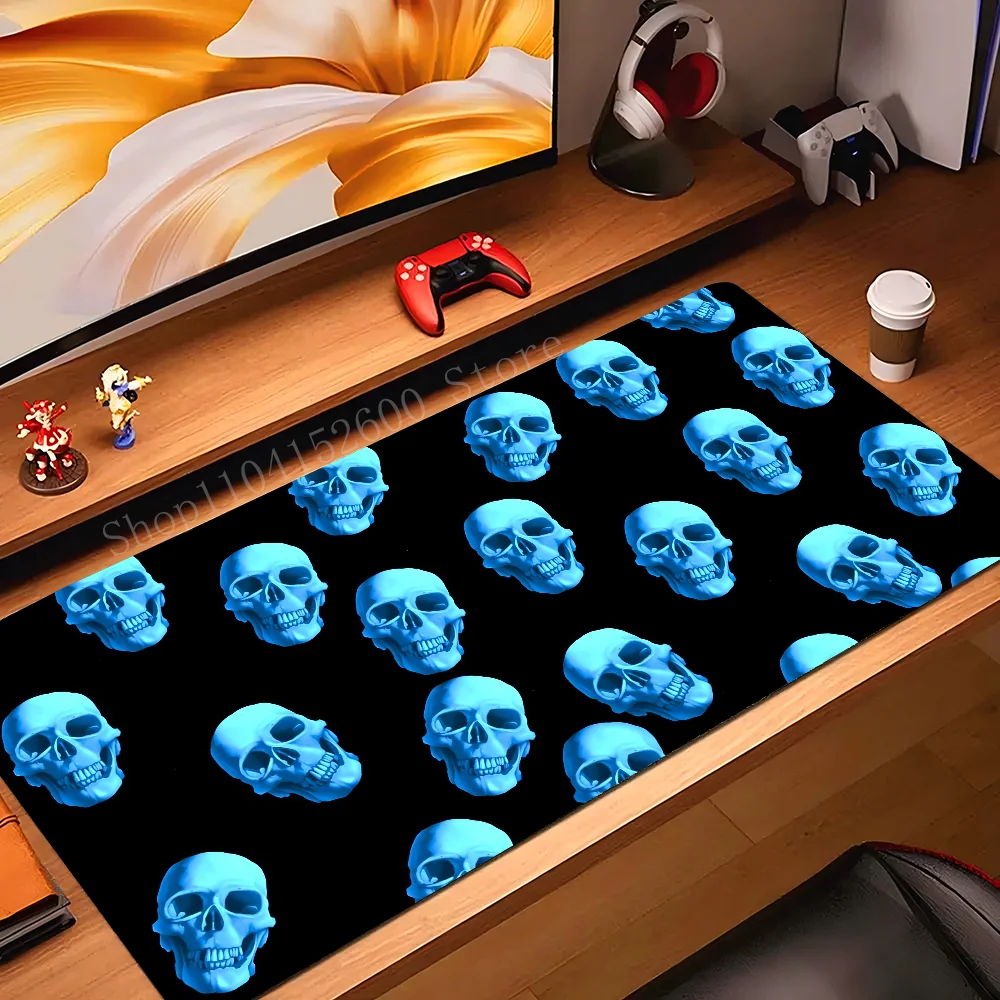 

Blue Fire Skull Mousepad Mouse Mat Desk Mat With Pad Gaming Accessories Prime Gaming XXL Keyboard Pad