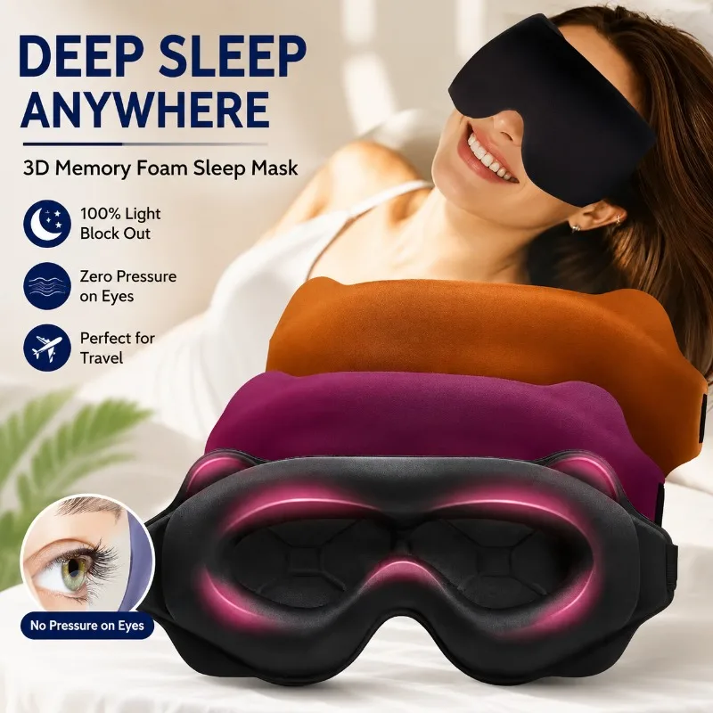 

3D Contoured Sleep Mask Breathable Eye Cover No Pressure Design Universal Shading Eyemask for Men Women Students Perfect