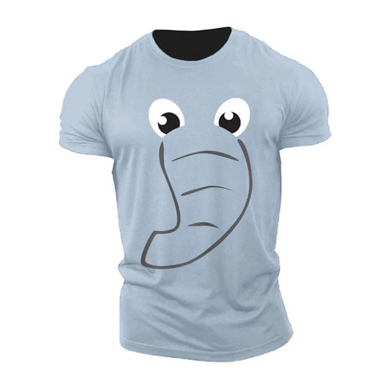 Children Funny Elephant T-shirt Simple Fashion Short Sleeve Round Neck Solid T Shirts 2025 Summer Humour Design Hip Hop Tee Top