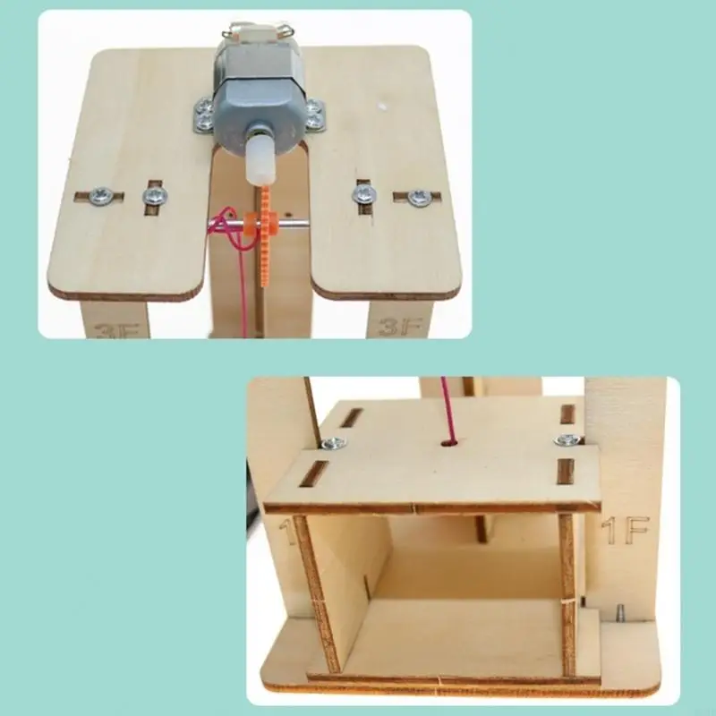 Electric Remote Control Lift Elevator Wooden Model Kits DIY Set Creative STEM Education Toy Science Toy for Education