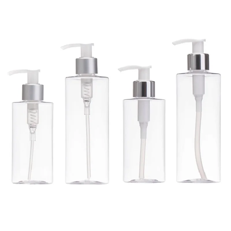 

20Pcs Refillable Empty Plastic Clear Ellipse Bottle PET 120ML 200ML Whiteness Lotion Press Pump Cosmetic Packaging Container