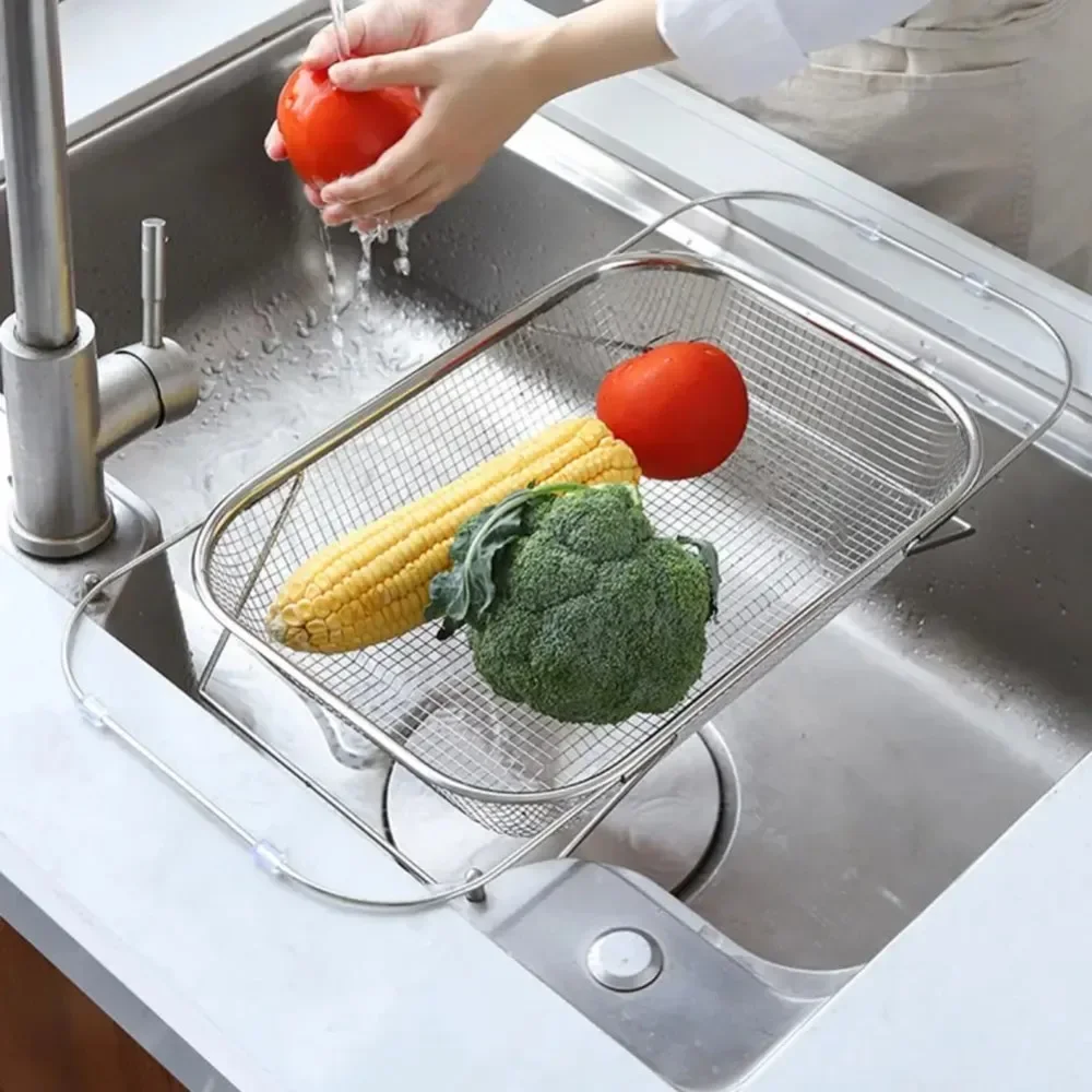 

Expandable Cutlery Drying Rack Kitchen Sink Drain Basket Stainless Steel Drain Basket Kitchen Storage Trays