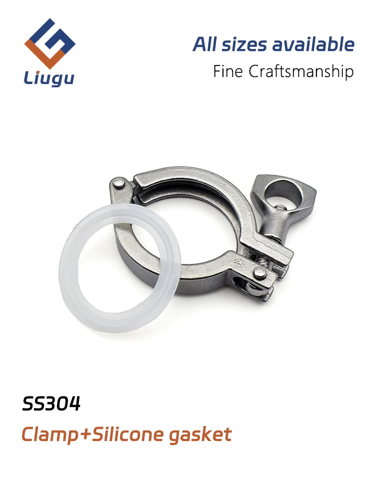 Tri-pince sanitaire en acier inoxydable 304 + jeu de joints en silicone, Kit de serrage à virole de 1 "-8" 50.5-217mm, raccords pour tuyaux de bière/cable pour brassage à domicile