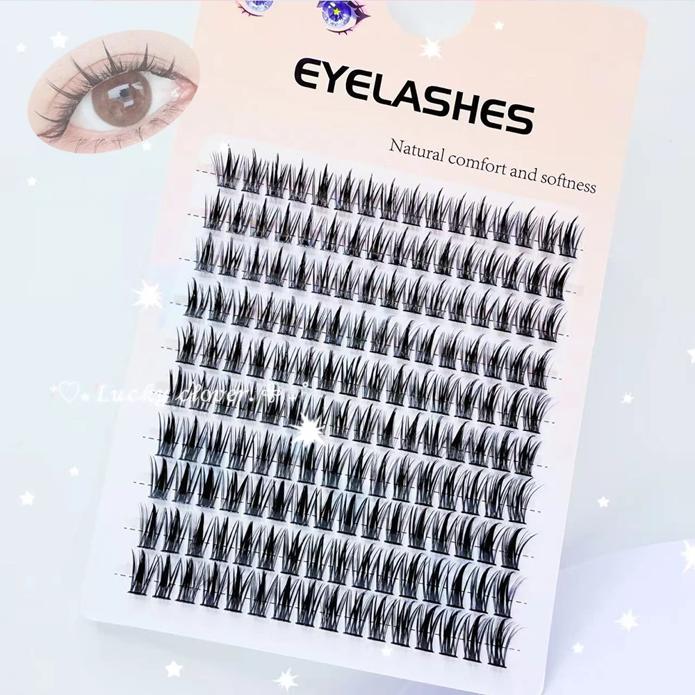 Pestañas postizas con segmento estilo oreja de trigo de 10 filas, pestañas postizas naturales de uso diario, grupos de pestañas de 160 piezas para extensión de pestañas
