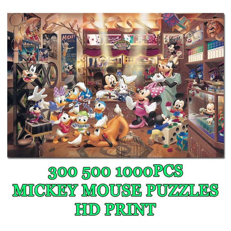 

Mickey Minnie Mouse Friends Toys Store Image Disney Anime 300 500 1000PCS Puzzles Paper Jigsaw For Children Teens Friends Gift