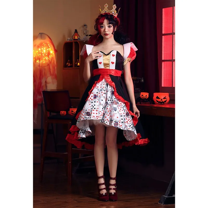 

Halloween Party Poker Queen Dress Red Suit Adult Performance Costume Chinese Manufacturer Polyester Material Traditional Ethn...