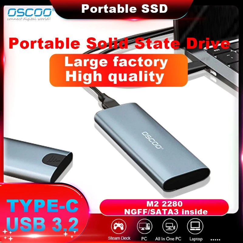 

OSCOO M2 SSD Case M.2 NVMe SATA SSD Enclosure Adapter 10Gbps USB 3.2 Gen2 USB C External Enclosure Supports M and B&M Keys