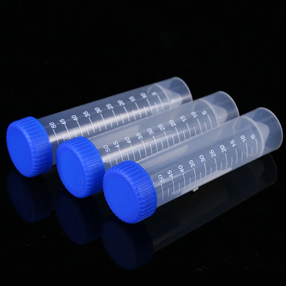 

50Pcs Plastic Tubes with Screw Caps Clear Scale Measurement Experimental Laboratory Science Tubes Tube