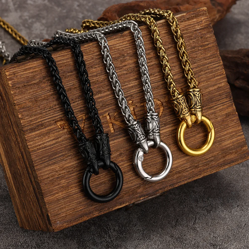 

New Best-selling Creative Dragon Bone Chain Circle Viking Alloy Necklace