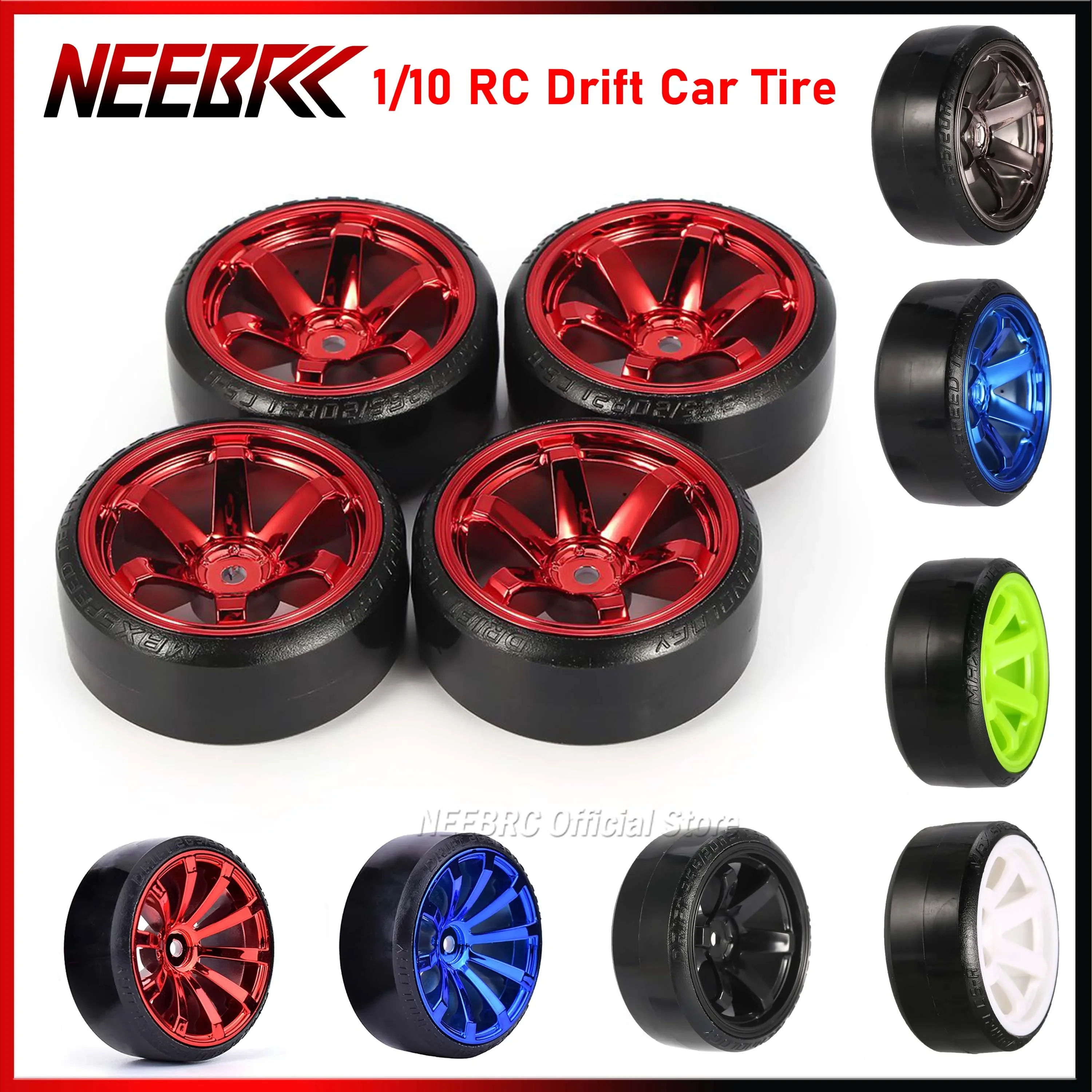 

4PCS 60mm 1/10 RC Drift Car Wheel Tire Set Hard Plastic Hub Rim Tyre for Kyosho MST Yokomo 3Racing HSP Tamiya DS5 Wltoys USUKANI