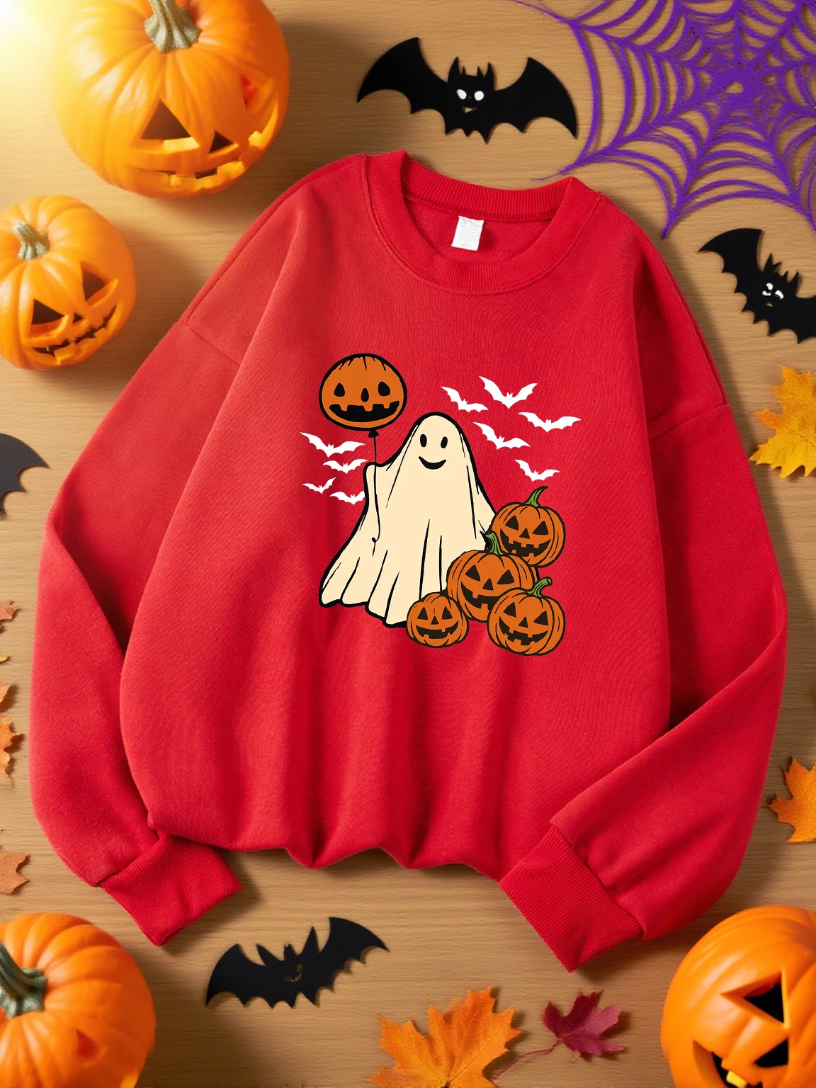 اليقطين بالون الشبح والخفافيش نمط البلوز امرأة الرياضة Y2K أعلى الخريف ملابس رياضية غير رسمية فضفاضة الهيب هوب بلوزات #3