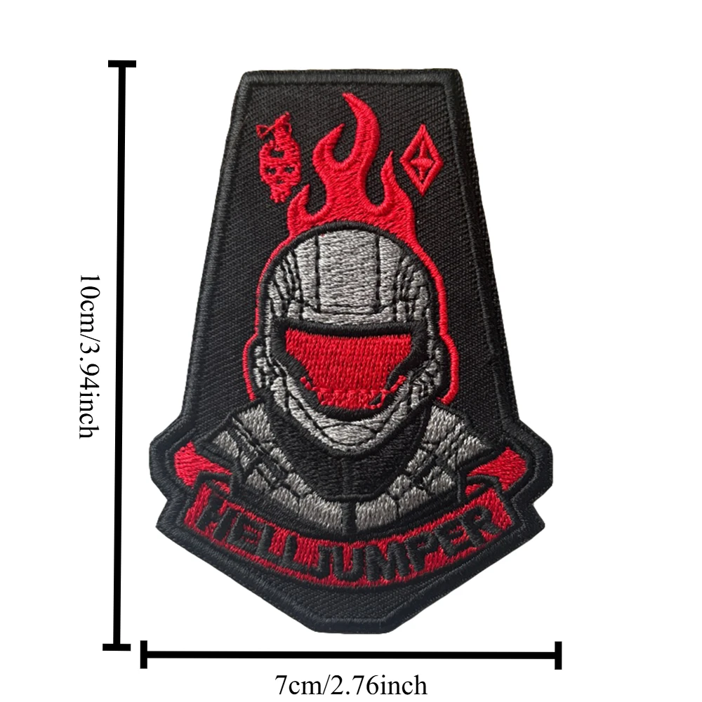 Parche Helljumper ODST bordado – Casco rojo flameante con velcro - imagen 5