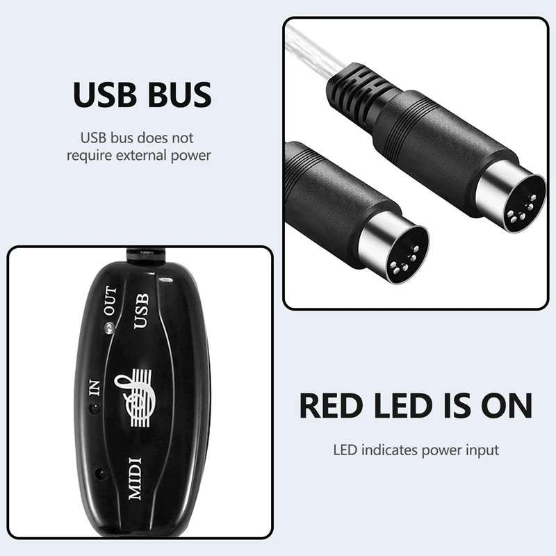 GO-USB IN-OUT Cable MIDI Convertidor PC A Cable Adaptador De Teclado De Música