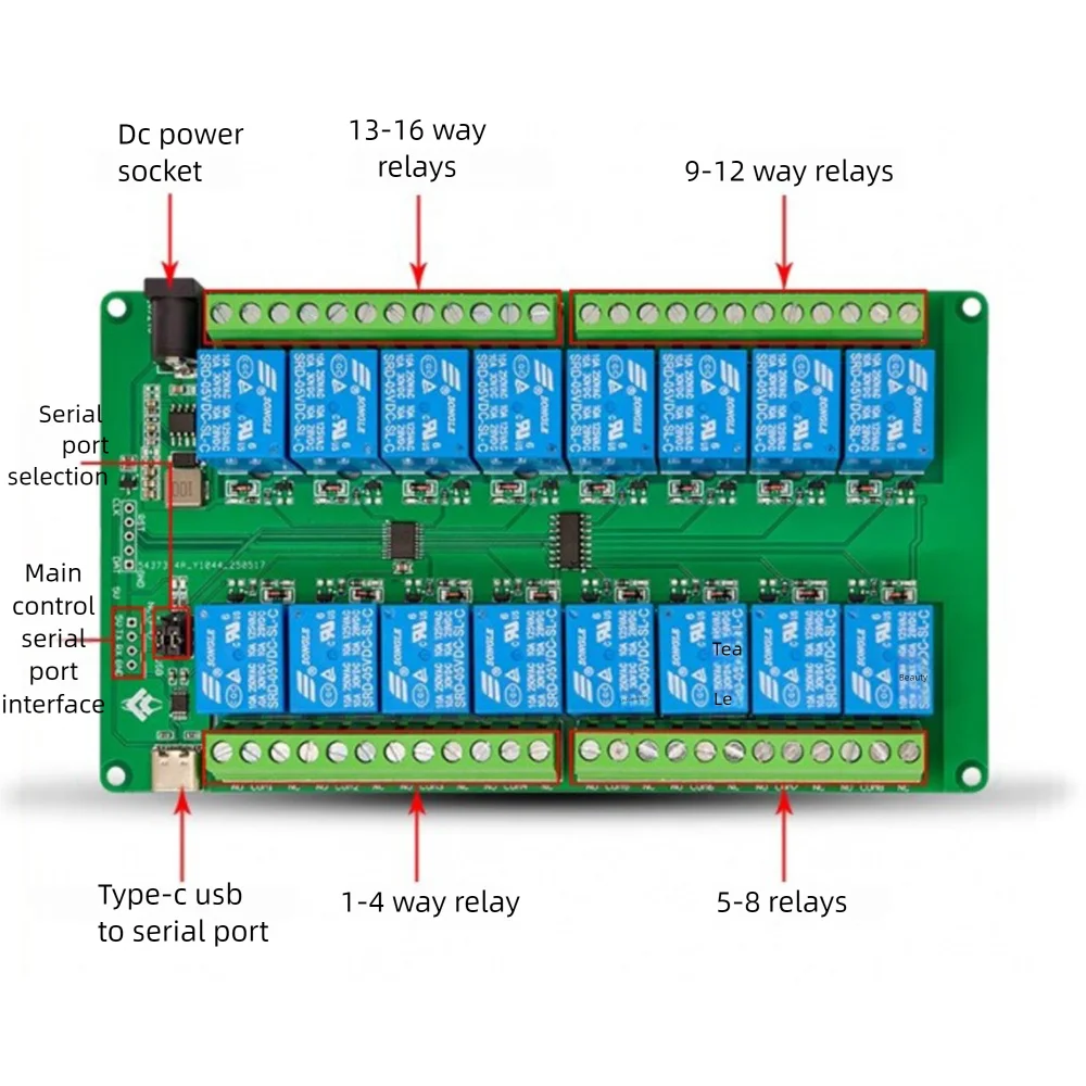 16-channel USB Relay Module Computer Serial Port Control Switch PC Smart Controller 12V/24V Relay Board With Indicator Light