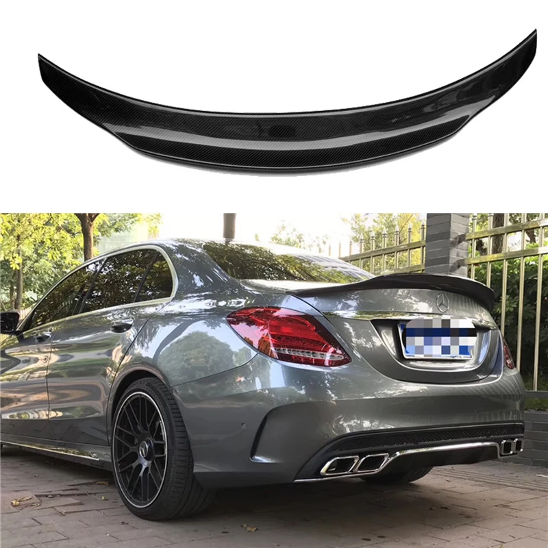 E Class W213 PSM Style Carbon Spoiler with 3M Tape Rear Tail Wing Bootlid Lip for Mercedes E200 E250 2016-2017 4 Door Sedan