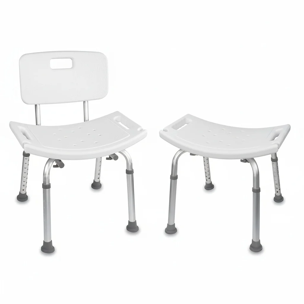

Стул для душа, регулируемый по высоте стул для ванной с алюминиевой рамой, нескользящее сиденье из твердого ПВХ, безопасная банная скамья для пожилых людей, 1,92 кг