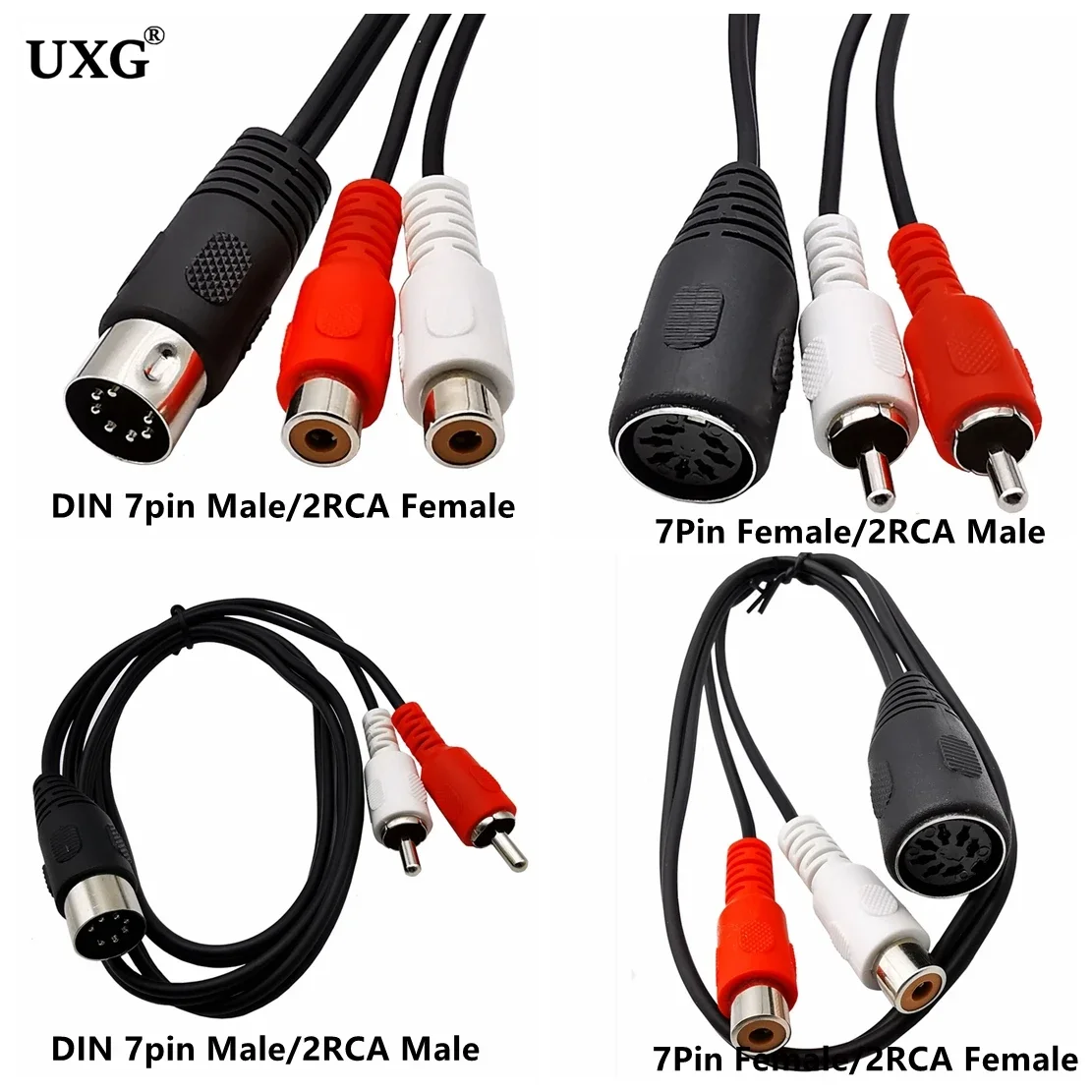 DIN 7-pin 7pin To 2 RCA Lotus Adapter Cable Male To Female Vintage Audio Equipment Speaker Adapter Cable Line 0.5m/1m/1.5m