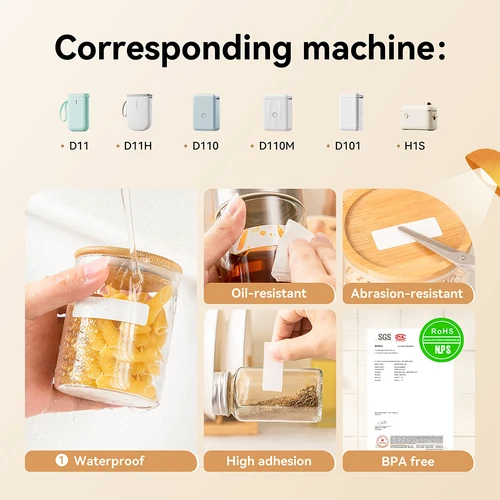 Imagen 2 del producto Niimbot-papel de etiquetas de impresión antiaceite, resistente al agua, cinta adhesiva resistente a los arañazos para Mini impresora térmica de etiquetas D11 D110 D101 H1S