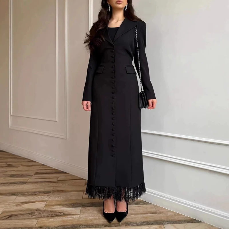 

Повседневное женское приталенное платье с длинным рукавом и кружевным воротником, модный дизайн, осень 2026