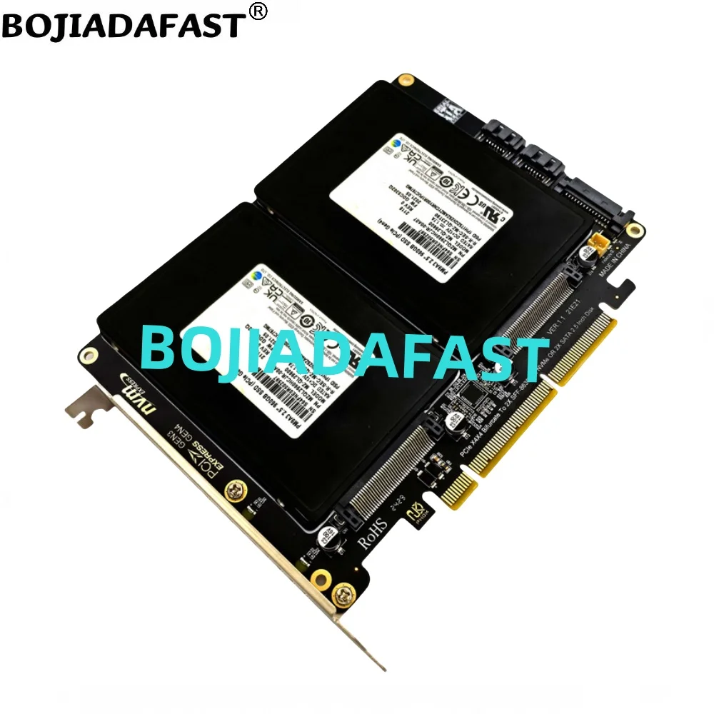 PCI-E 4.0 8X To 2 x U.2 SFF-8639 Adapter Expansion Card For U2 NVME & 2.5" SATA SSD- Motherboard Support PCIe x4x4 Bifurcation