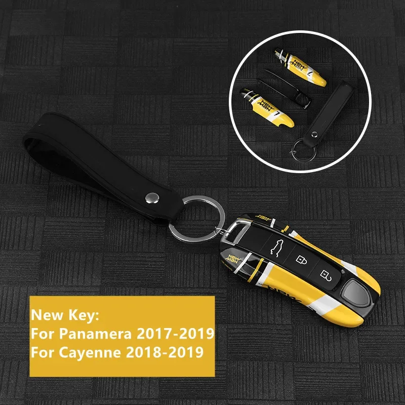 Accessories For Porsche Cayenne/Macan/Panamera/911/718 Car Key Fob Cover Keychain Key Case Housing Covers Shell with Key Rope