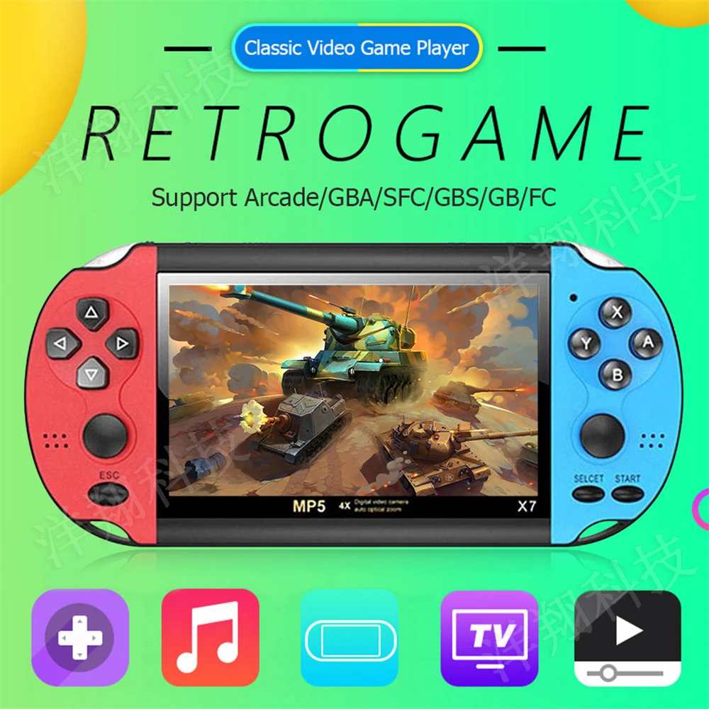 X7 4.3inch Retro Handheld Game Player Built-in Games Classic Game Portable Console Audio Video Game Console AV Output Kids Gift images - 6