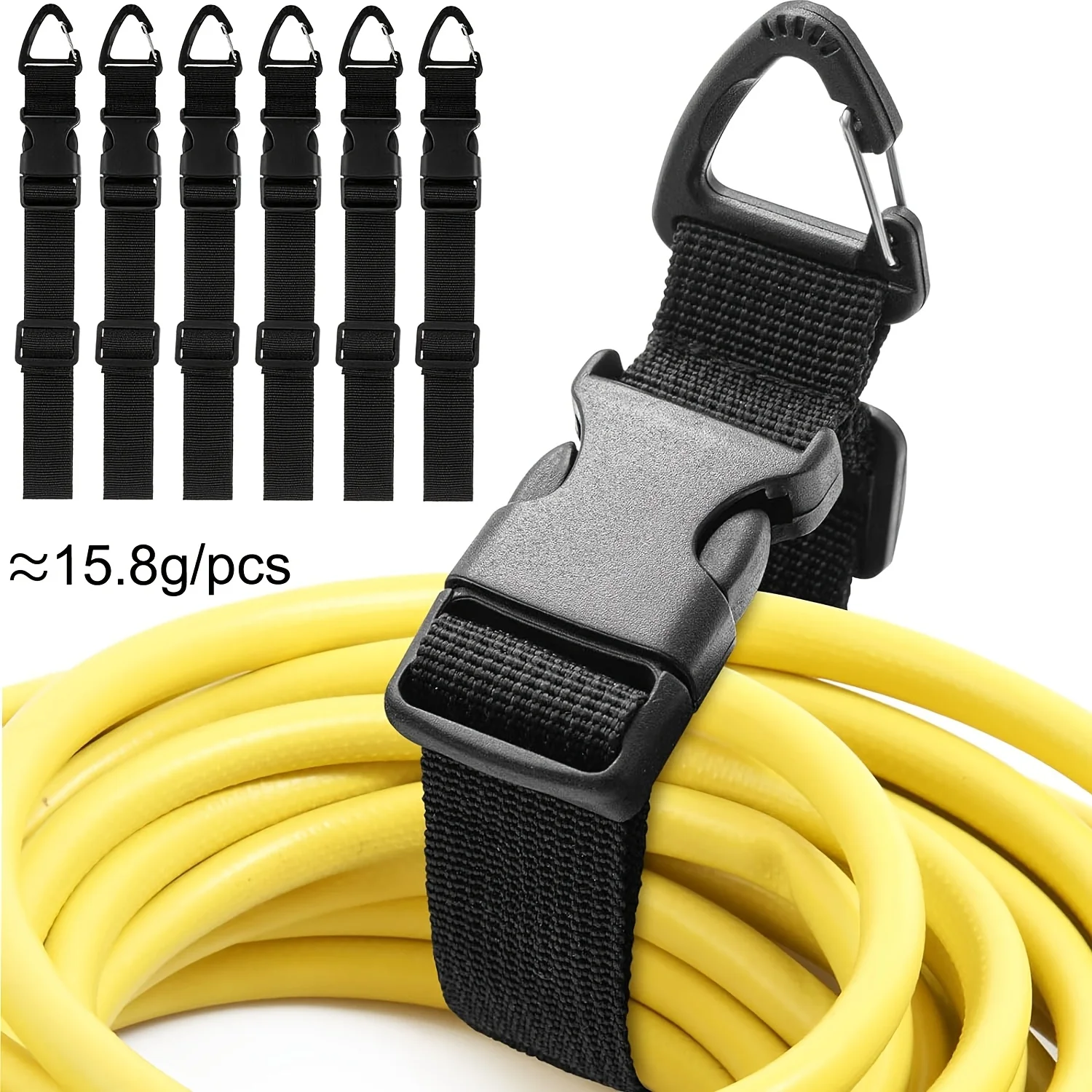 6-Pack Heavy Duty Extension Cord Organizer, Adjustable Cable Holder with Tri-Axis Buckle Lock for Garage