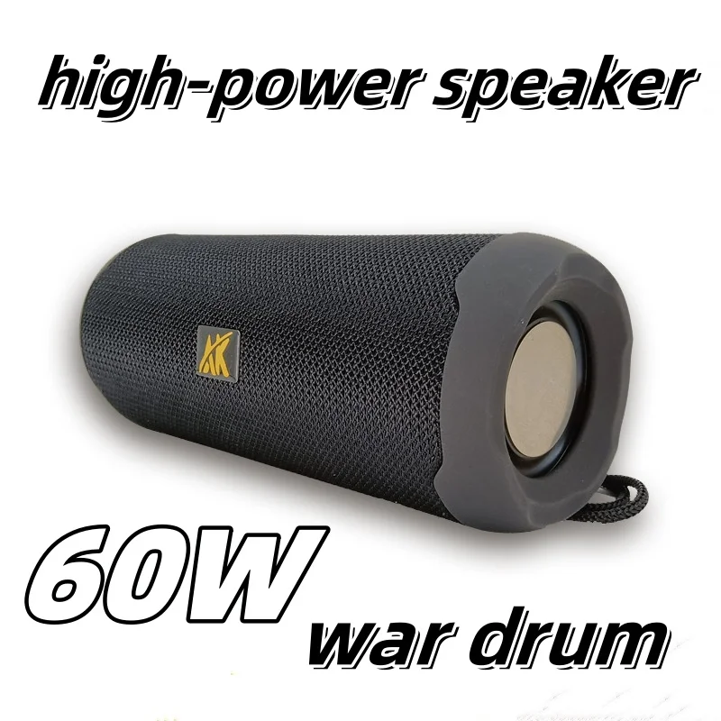 

60W high-power wireless Bluetooth speaker outdoor portable big war drum dual horn subwoofer sound system supports FM radio TWS