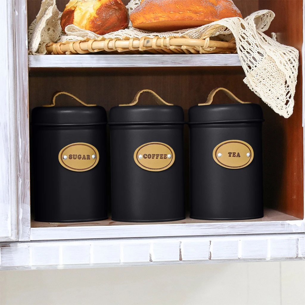 3-Piece Set Storage Canisters Nordic for Kitchen Countertop Spice Jars