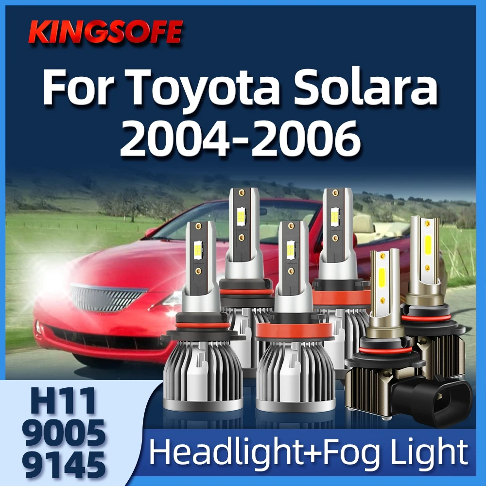 

KINGSOFE 2/6Pcs 9005 LED Headlight H11 9145 26000lm High Power 6000K White light For Toyota Solara 2004 2005 2006