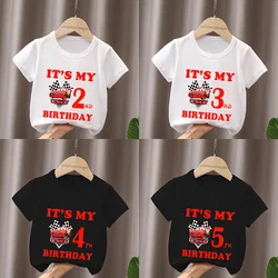 It's My 1 2 3 4 5 6 7 8 9 Years Birthday Boys Girls T shirt Car Pixar Lightning McQueen Print Cartoon Kids Clothes Baby T-Shirts