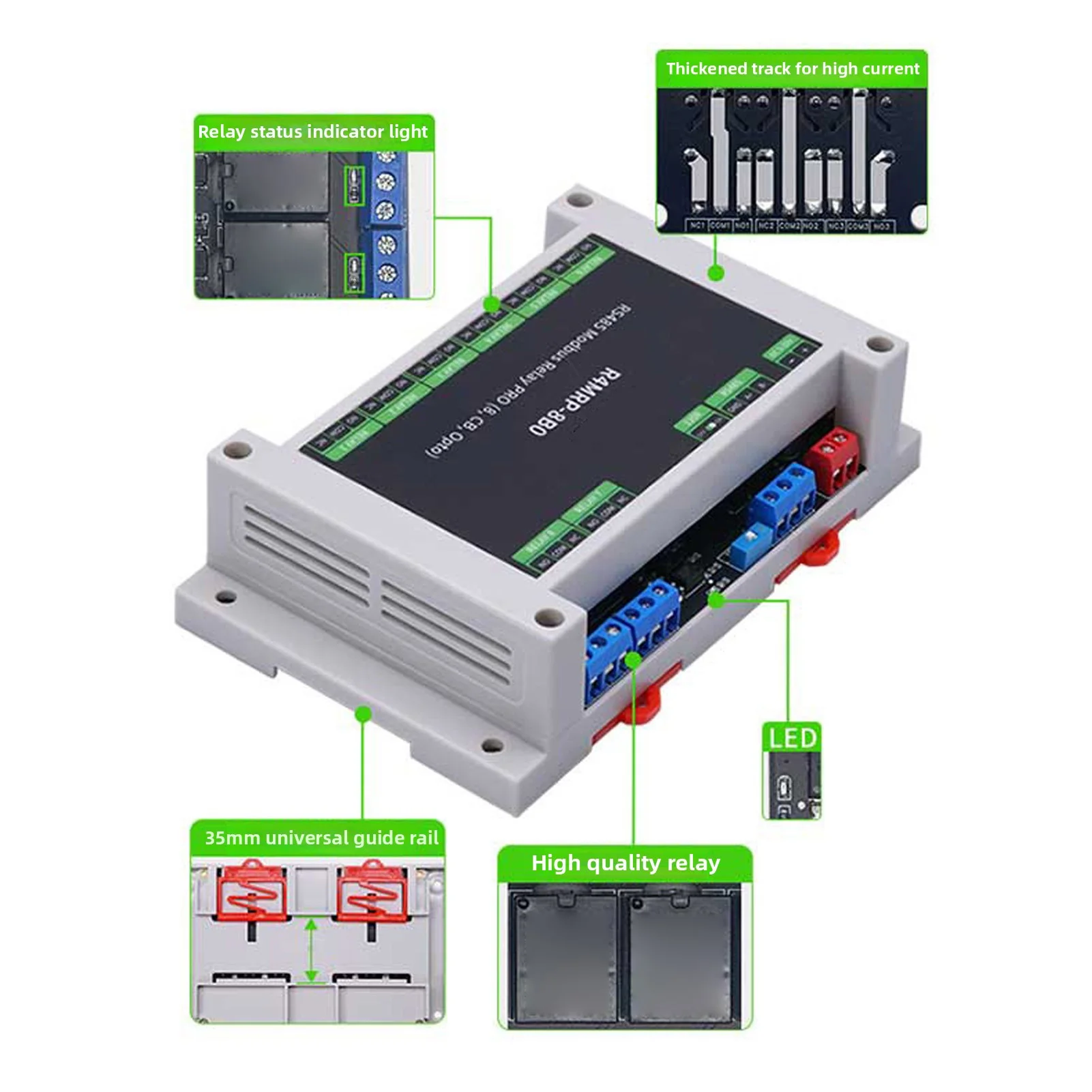 Module de relais 8 canaux 485 Rail RTU, Module d'isolation optocoupleur pour l'automatisation industrielle