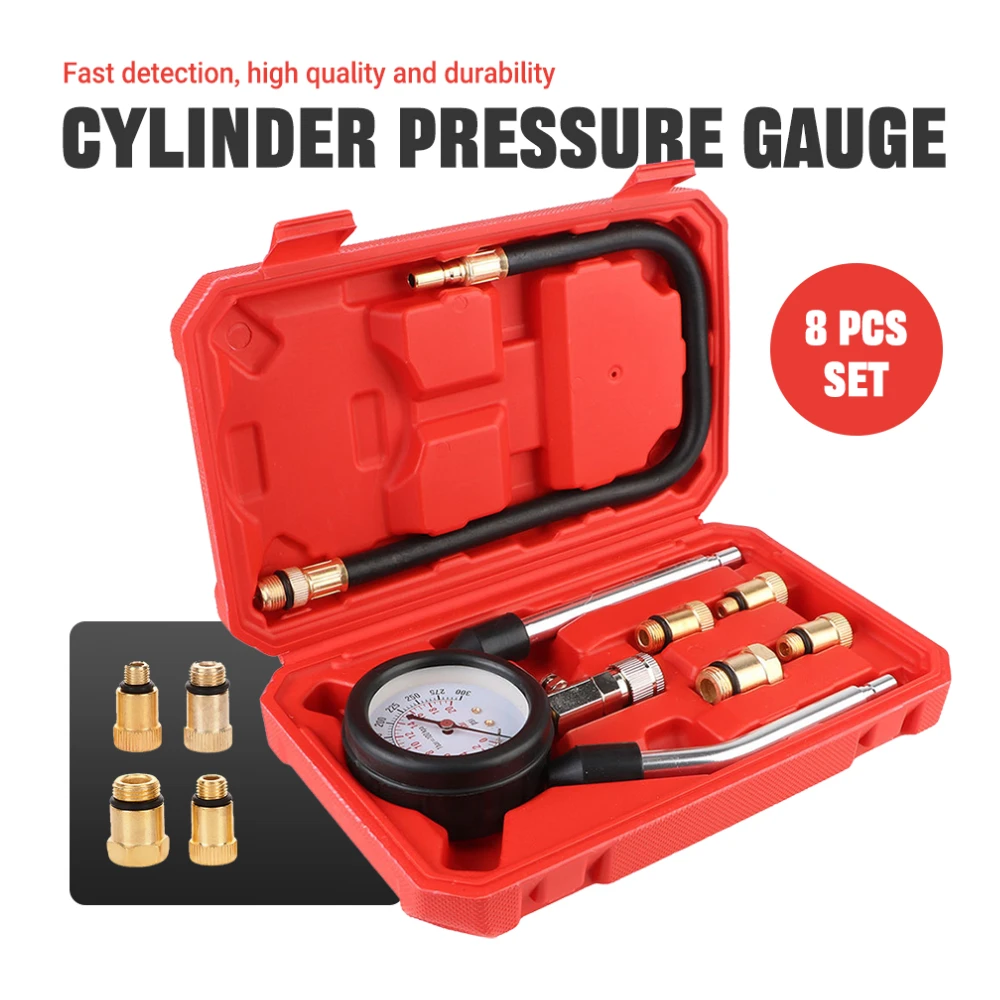 

Precision Engine Compression Gauge Kit 0-300PSI M10/M12/M14/M18 Adapters For Gasoline/Diesel Engine & Cylinder Diagnostics