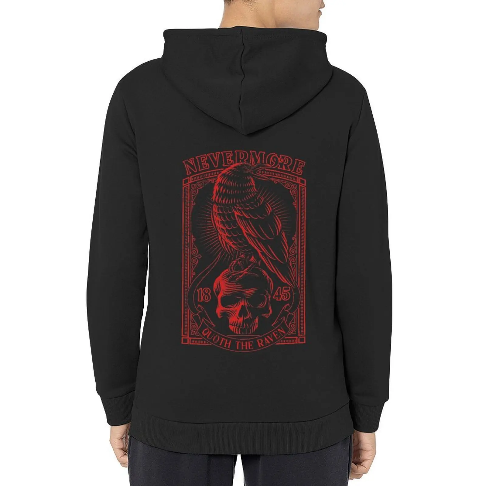 

Edgar Allen Poe Distressed Vintage Nevermore Quoth The Raven Hoodie fashion men mens designer clothes men's coat anime hoodie