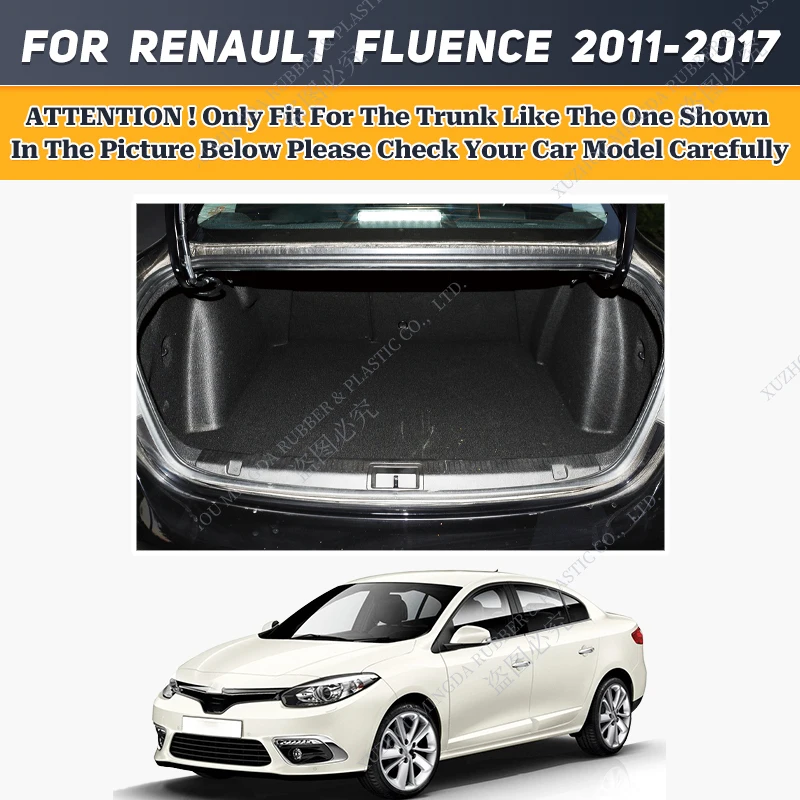 Non-Slip Bottom Design Car trunk mat for Renault Fluence sedan 2011 2012 2013 2014 2015 2016 2017 Wearing-Resistant PU Leather