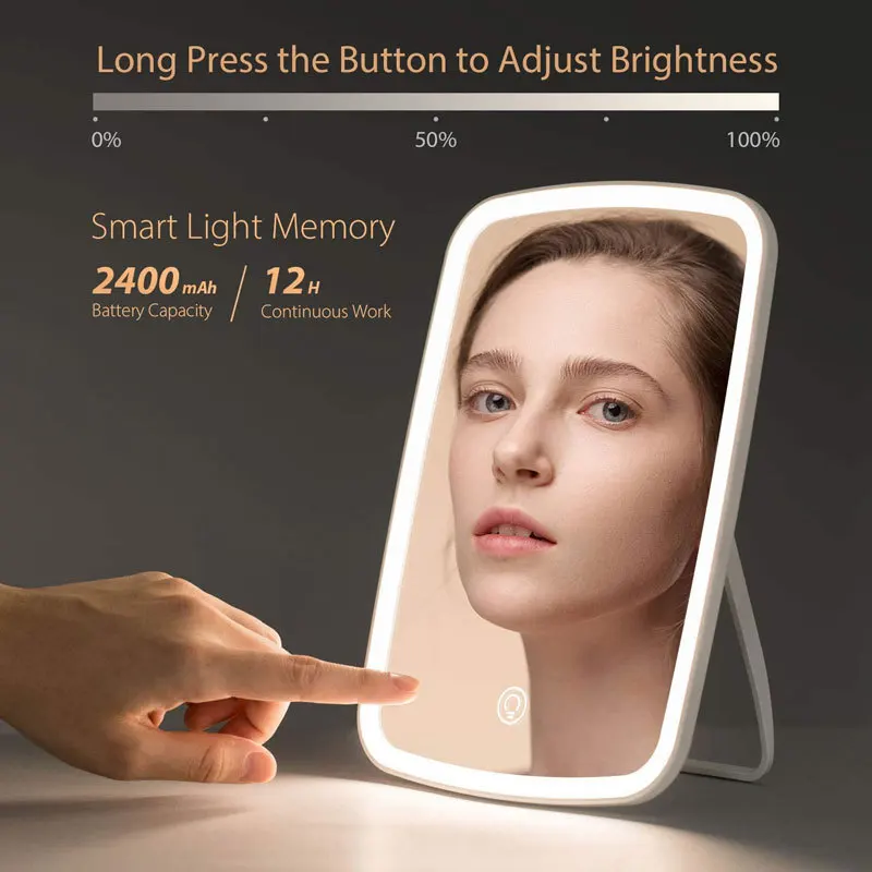 

LED makeup mirror with light fill light, female folding Internet celebrity student ins style small mirror, dormitory desktop, po