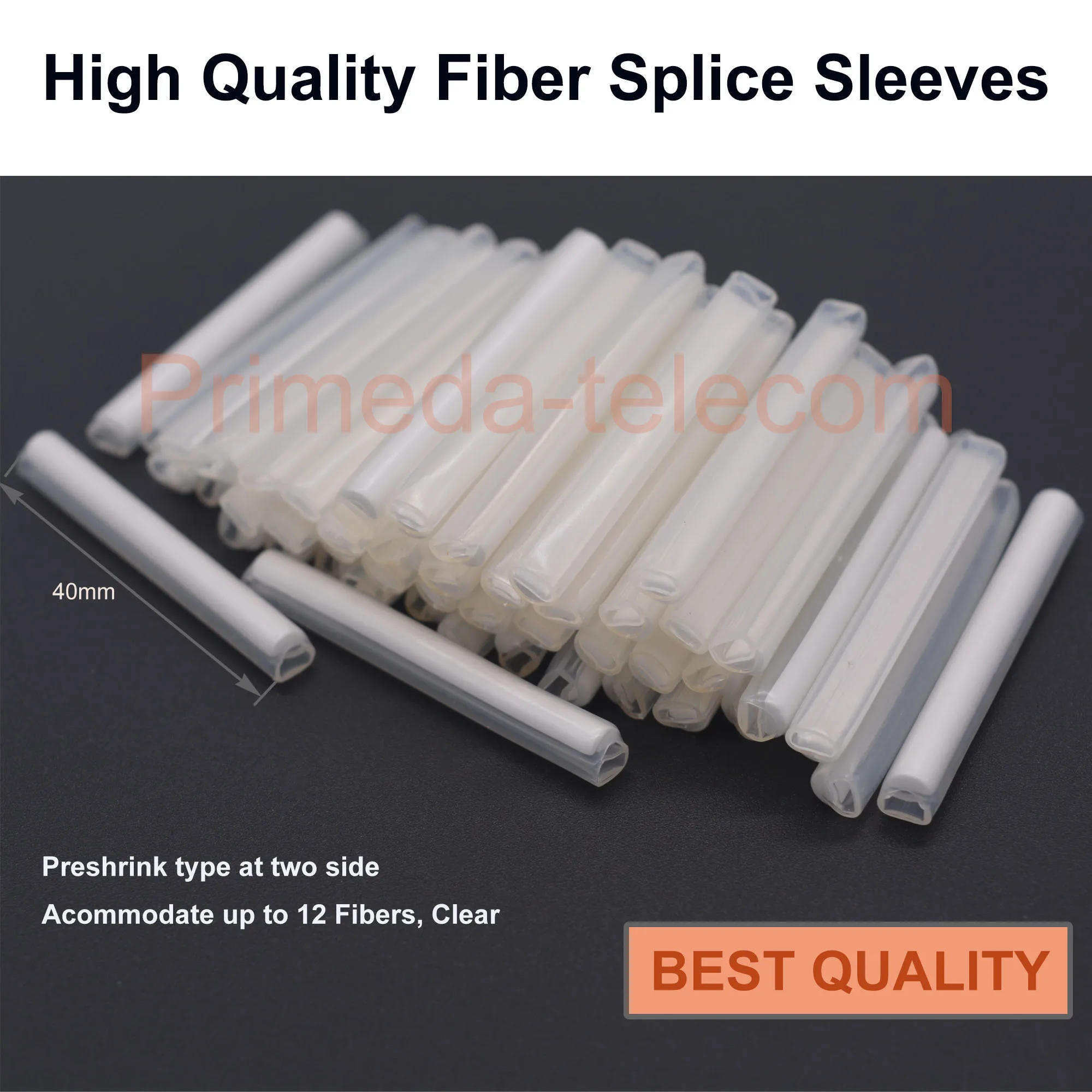 

High quality Ribbon Mass Fiber Optic Fusion Splice Protection Sleeves 40mm Clear,Ceramic strengthen pin, up 12 Fiber, 100PCS