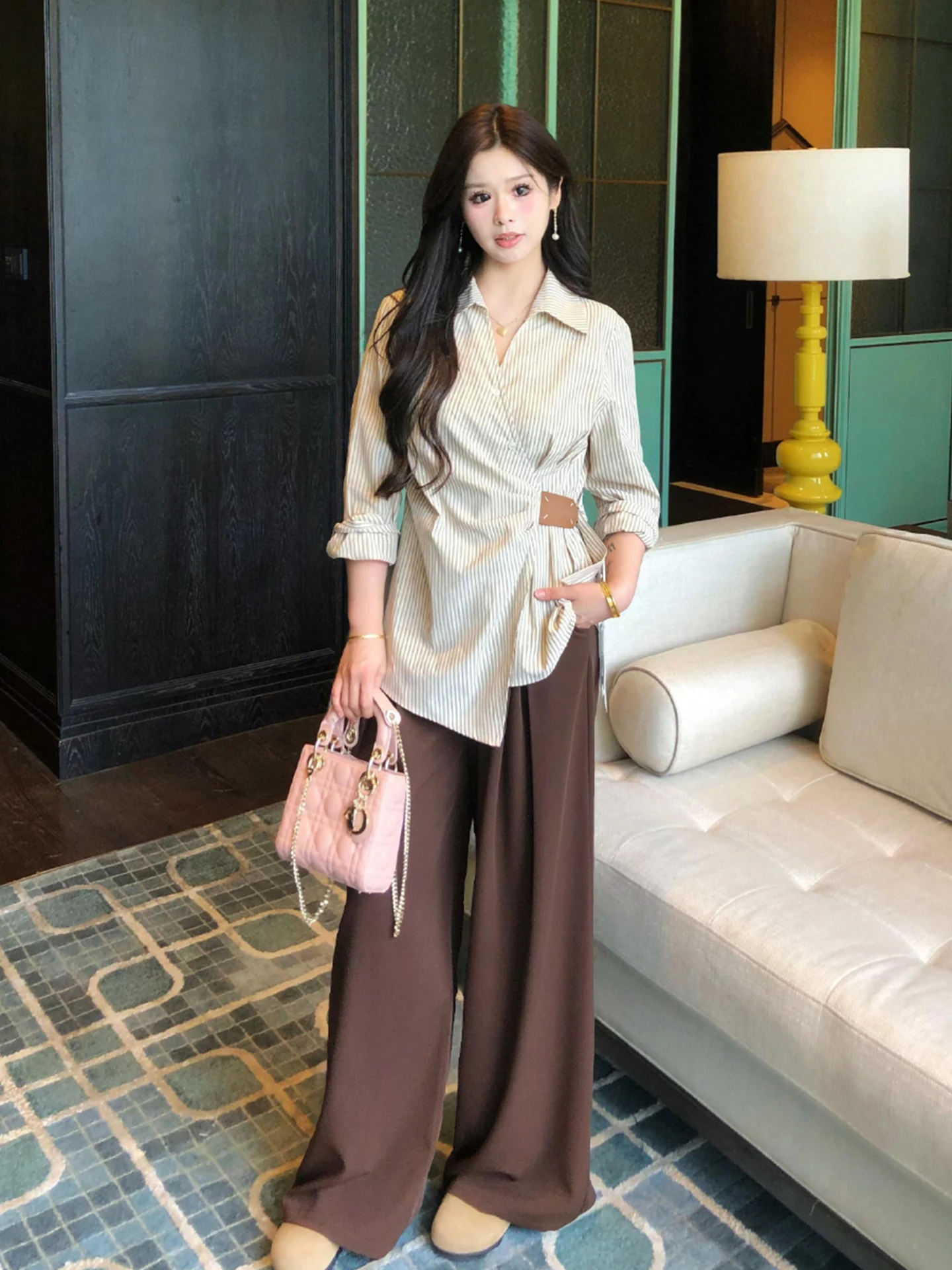 

Свободные брюки-палаццо женские, повседневные, с высокой талией, струящиеся, осенние, больших размеров, модные