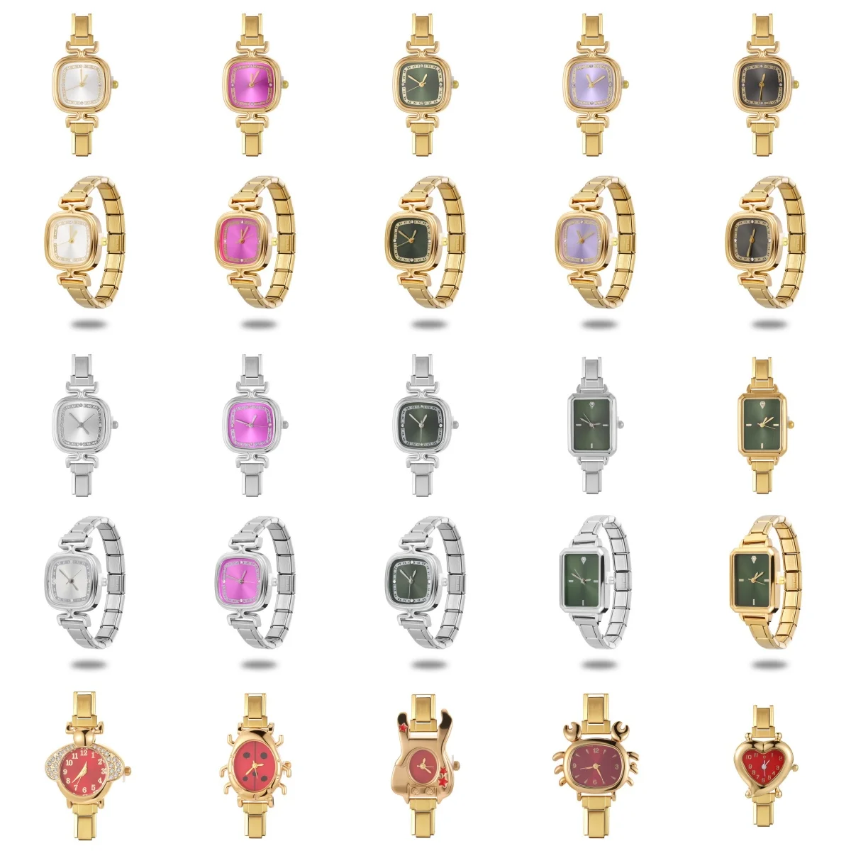 Stainless Steel Simple Square Watch Fit 9mm Bracelet for Women Student Friend Wife Birthday DIY Fashion Jewelry Gifts Wholesale