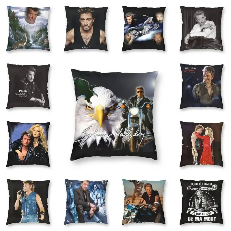 Johnny Hallyday Avec Aigle Cushion Covers Sofa Home Decorative Motorcycle Square Throw Pillow Cover 40x40cm Office kussenhoes