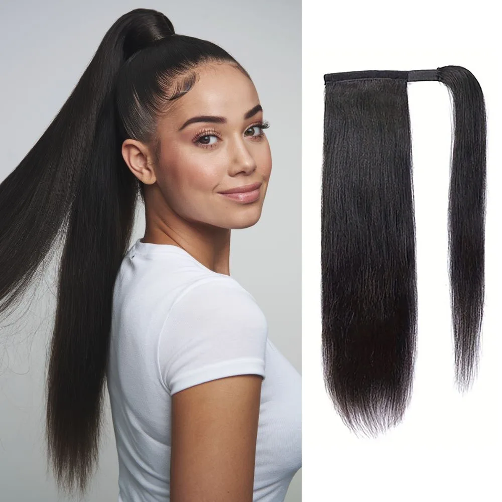 

8-30 дюймов прямые волосы конский хвост с волшебной пастой 100% бразильские человеческие волосы Remy наращивание хвоста натуральные волосы