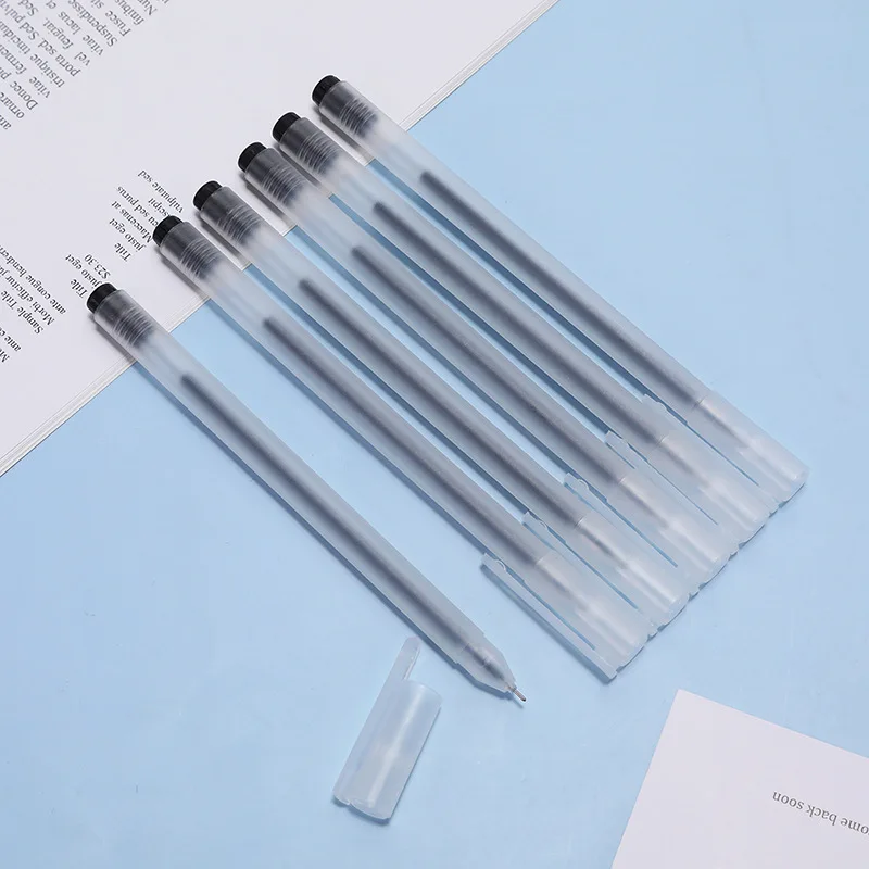 Non-printed wind gel pen frosted transparent high color value 0.5mm full needle tube student examination pen office sign pen